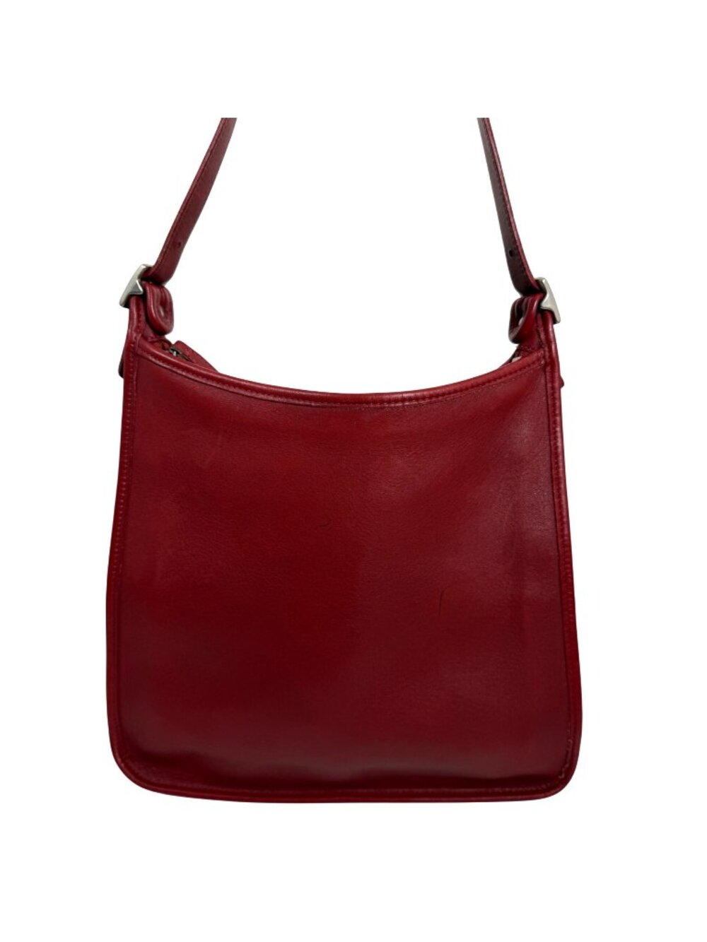 Vintage COACH Andrea 9073 USA Slim Shoulder Bag Red Leather Silver Buckle NO TAG - Picture 1 of 16